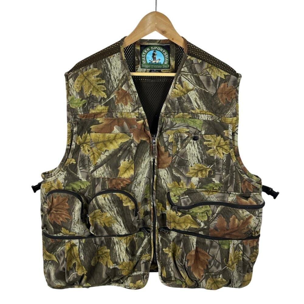 Master Sportsman Camo Hunting Vest Safety Orange Flaps Outdoors XL Bird Pocket